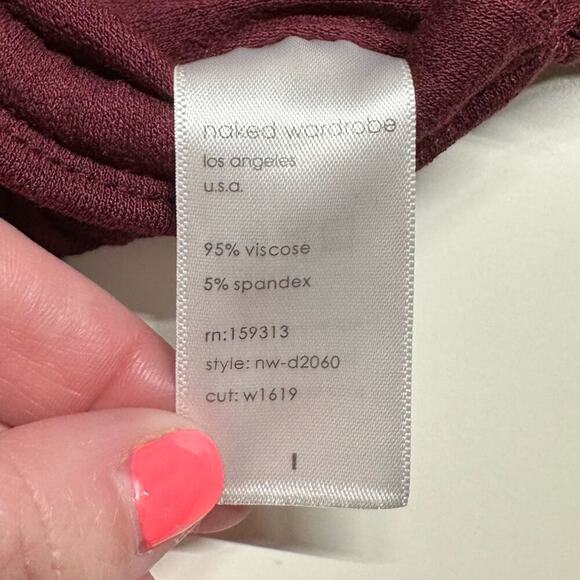 NWT | Naked Wardrobe | Ruched Long Sleeve Dress | Wine | Various Sizes - Picture 13 of 13